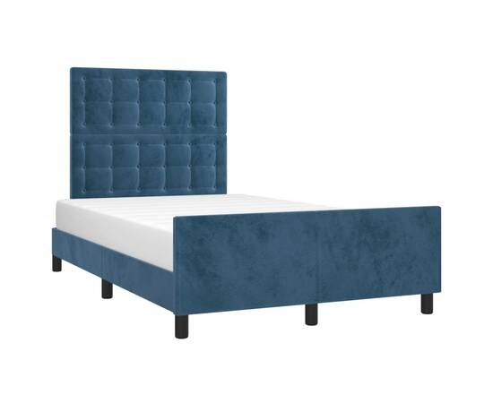 Cadru de pat cu tăblie, albastru închis, 120x200 cm, catifea, 3 image