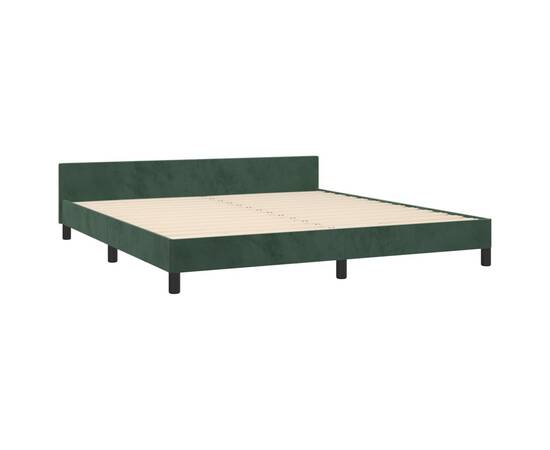 Cadru de pat cu tăblie, verde închis, 180x200 cm, catifea, 5 image