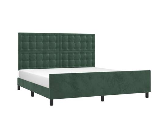 Cadru de pat cu tăblie, verde închis, 180x200 cm, catifea, 3 image