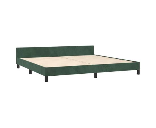 Cadru de pat cu tăblie, verde închis, 200x200 cm, catifea, 5 image