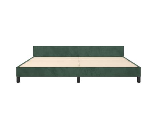 Cadru de pat cu tăblie, verde închis, 200x200 cm, catifea, 6 image