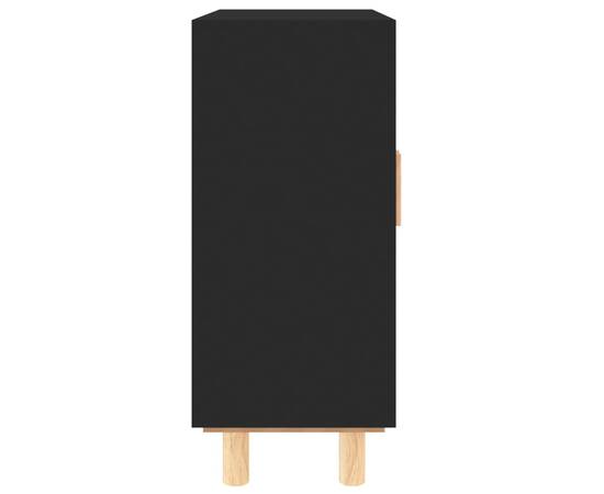Servantă, negru, 60x30x70 cm, lemn masiv pin și ratan natural, 6 image
