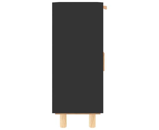 Servantă, negru, 60x30x75 cm, lemn masiv pin și ratan natural, 6 image