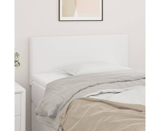 Tăblie de pat, alb, 90x5x78/88 cm, piele ecologică