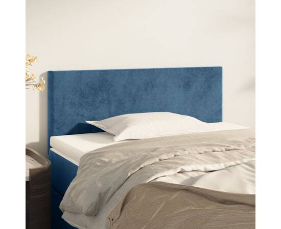 Tăblie de pat, albastru închis, 100x5x78/88 cm, catifea