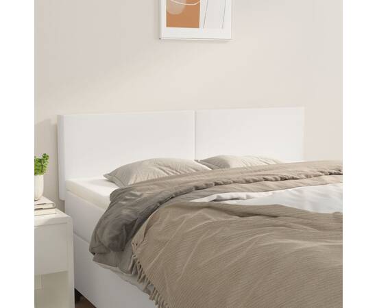 Tăblii de pat, 2 buc., alb, 72x5x78/88 cm, piele ecologică