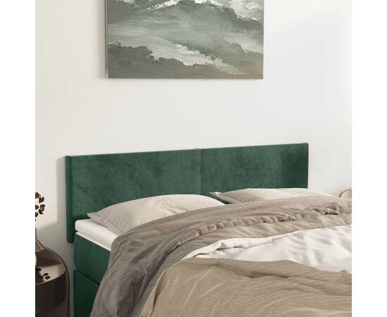Tăblii de pat, 2 buc., verde închis, 72x5x78/88 cm, catifea