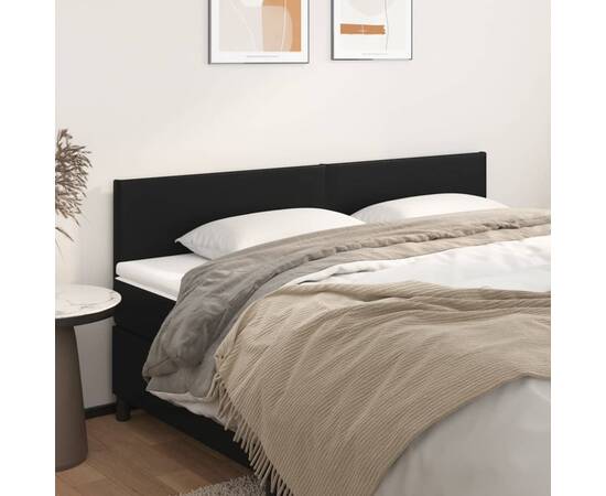 Tăblii de pat, 2 buc, negru, 90x5x78/88 cm, piele ecologică