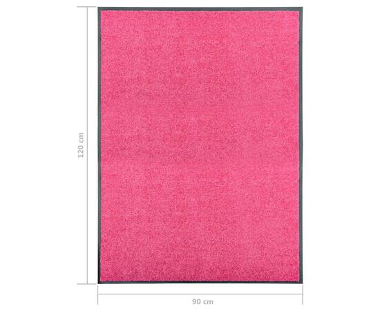Covoraș de ușă lavabil roz 90x120 cm, 6 image