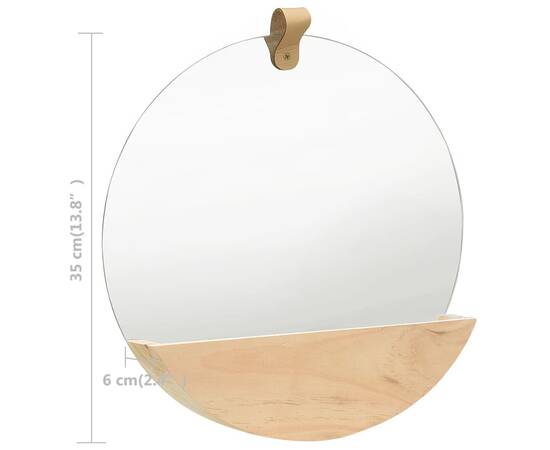 Oglindă de perete, 35 cm, lemn masiv de pin, 7 image