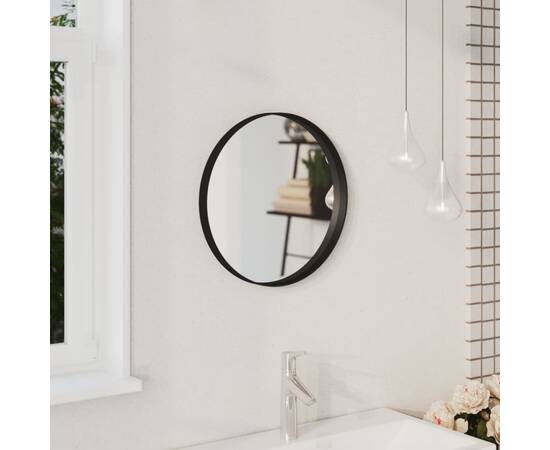 Oglindă de perete, negru, 40 cm