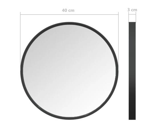 Oglindă de perete, negru, 40 cm, 7 image