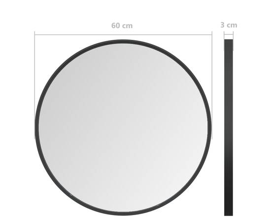 Oglindă de perete, negru, 60 cm, 7 image