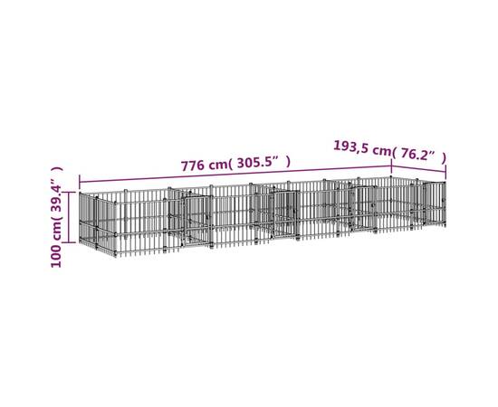 Padoc pentru câini de exterior, 15,02 m², oțel, 6 image