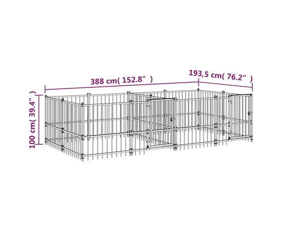 Padoc pentru câini de exterior, 7,51 m², oțel, 6 image