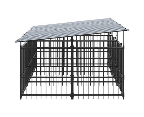 Padoc pentru câini de exterior cu acoperiș, 5,63 m², oțel, 4 image