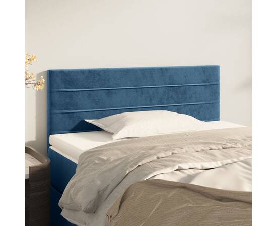 Tăblie de pat, albastru închis, 90x5x78/88 cm, catifea