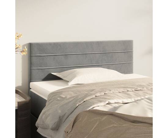 Tăblie de pat, gri deschis, 100x5x78/88 cm, catifea