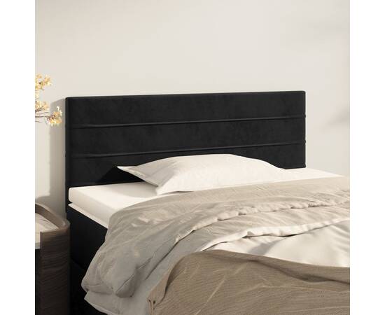 Tăblie de pat, negru, 100x5x78/88 cm, catifea