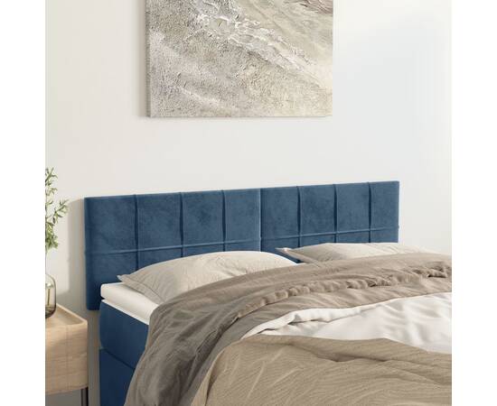 Tăblii de pat, 2 buc., albastru închis, 72x5x78/88 cm, catifea
