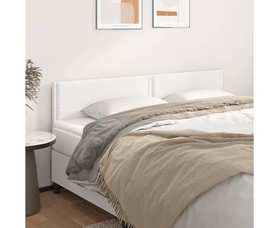 Tăblii de pat, 2 buc, alb, 80x5x78/88 cm, piele ecologică
