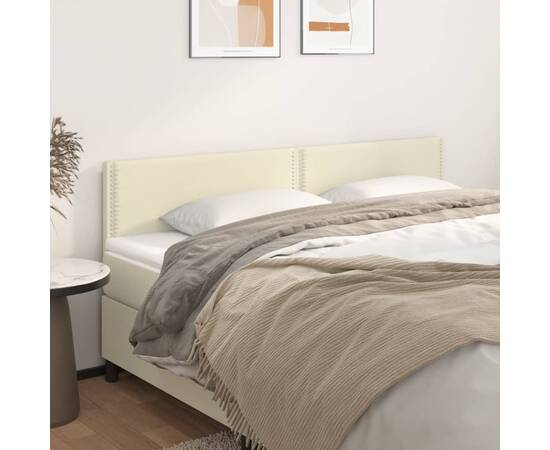 Tăblii de pat, 2 buc, crem, 90x5x78/88 cm, piele ecologică