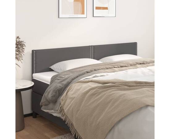 Tăblii de pat, 2 buc, gri, 90x5x78/88 cm, piele ecologică