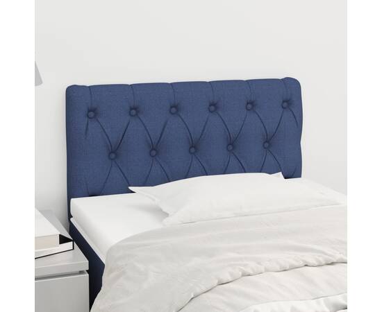 Tăblie de pat, albastru, 80x7x78/88 cm, textil