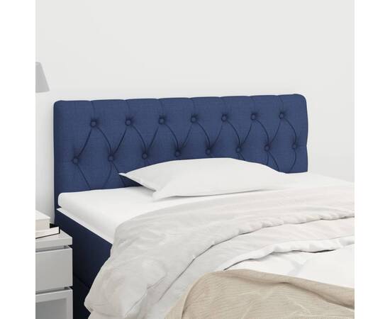 Tăblie de pat, albastru, 90x7x78/88 cm, textil