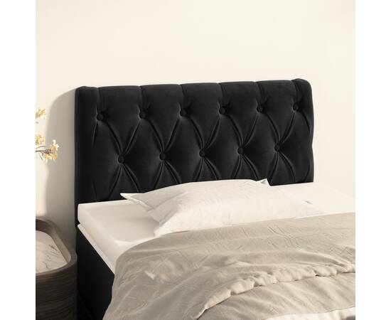 Tăblie de pat, negru, 80x7x78/88 cm, catifea