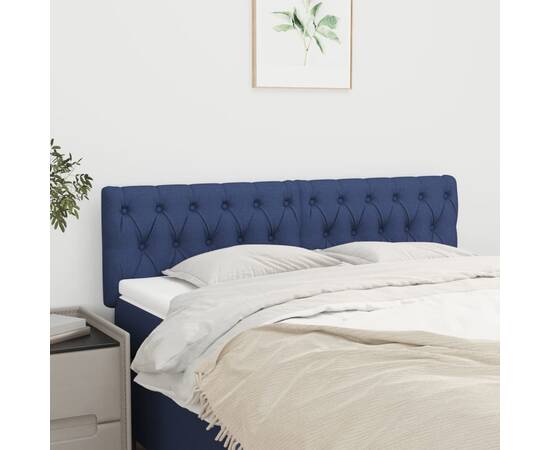 Tăblii de pat, 2 buc, albastru, 80x7x78/88 cm, textil