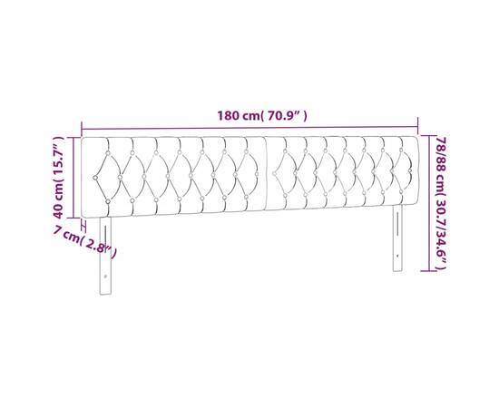 Tăblii de pat, 2 buc, albastru, 90x7x78/88 cm, textil, 8 image