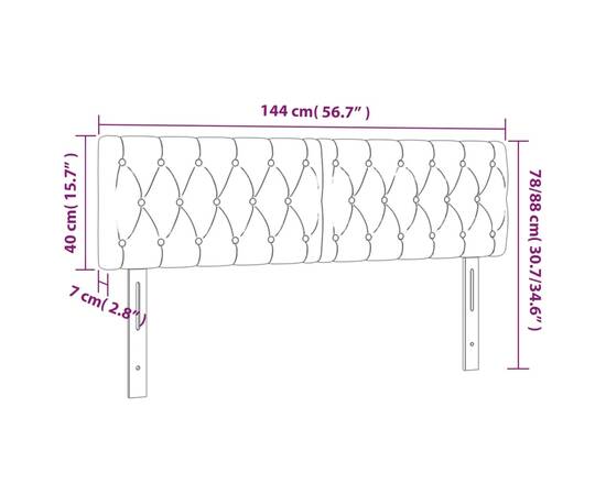 Tăblii de pat, 2 buc, crem, 72x7x78/88 cm, textil, 8 image