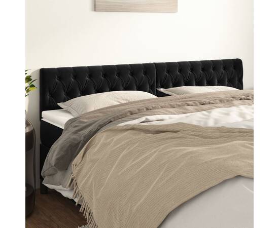 Tăblii de pat, 2 buc, negru, 90x7x78/88 cm, catifea