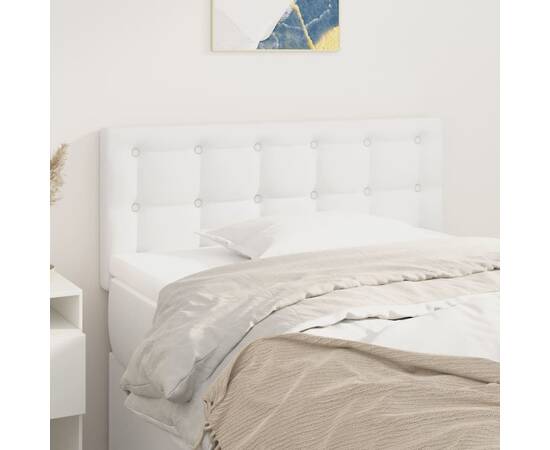 Tăblie de pat, alb, 80x5x78/88 cm, piele ecologică