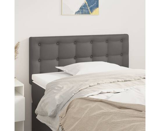 Tăblie de pat, gri, 80x5x78/88 cm, piele ecologică