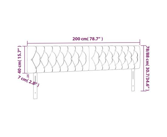 Tăblii de pat, 2 buc, crem, 100x7x78/88 cm, textil, 8 image