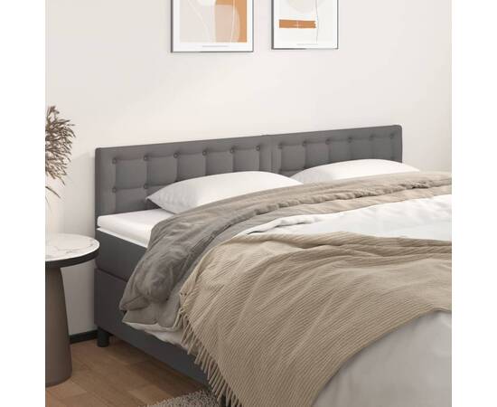 Tăblii de pat, 2 buc, gri, 90x5x78/88 cm, piele ecologică