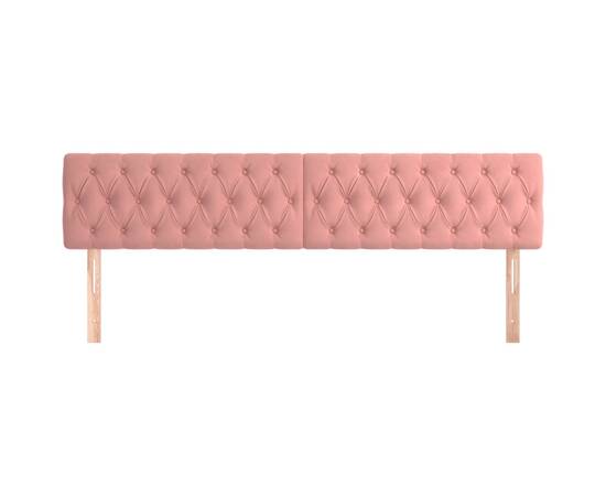 Tăblii de pat, 2 buc, roz, 100x7x78/88 cm, catifea, 3 image