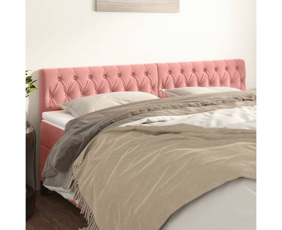 Tăblii de pat, 2 buc, roz, 90x7x78/88 cm, catifea