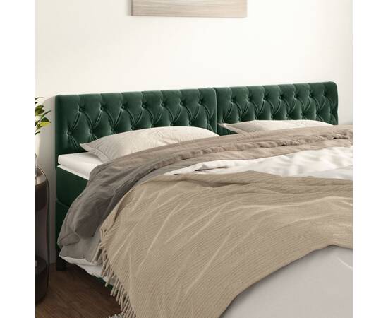 Tăblii de pat, 2 buc, verde închis, 100x7x78/88 cm, catifea