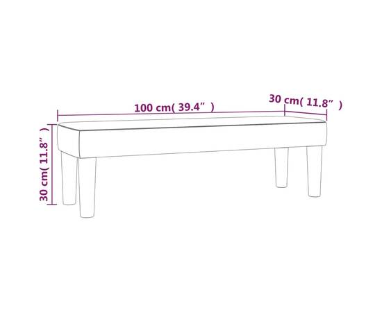 Bancă, negru, 100x30x30 cm, textil, 7 image