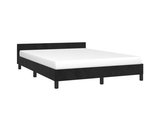 Cadru de pat cu tăblie, negru, 140x190 cm, catifea, 3 image