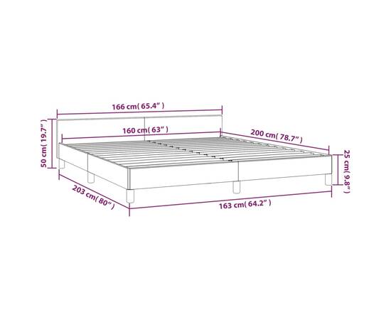 Cadru de pat cu tăblie, negru, 160x200 cm, catifea, 9 image