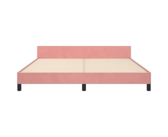 Cadru de pat cu tăblie, roz, 180x200 cm, catifea, 5 image