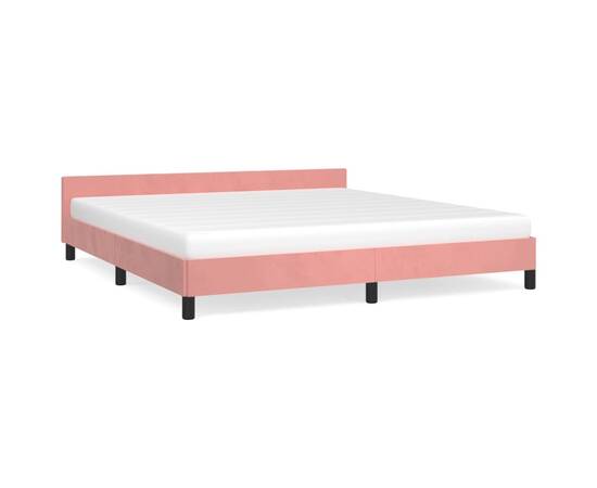 Cadru de pat cu tăblie, roz, 180x200 cm, catifea, 2 image
