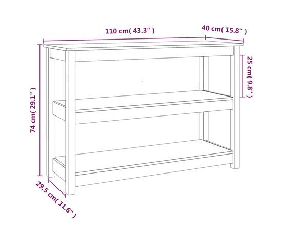 Masă consolă, 110x40x74 cm, lemn masiv de pin, 8 image