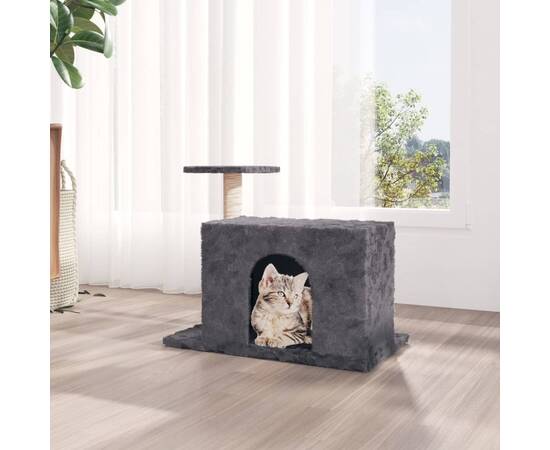 Ansamblu pisici cu stâlp din funie de sisal, gri închis, 51 cm