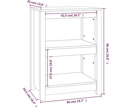 Bibliotecă, gri, 50x35x68 cm, lemn masiv de pin, 8 image