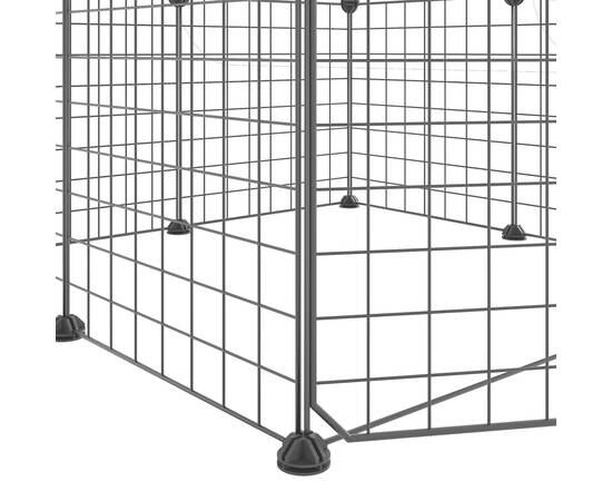 Cușcă animale de companie cu ușă, 8 panouri, negru 35x35cm oțel, 6 image